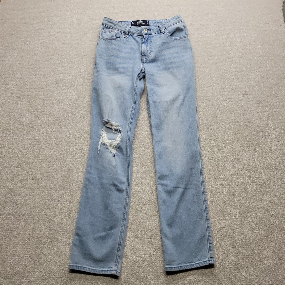 Hollister Low Rise 90s Vintage Straight Jeans Womens W24 L31 Distressed Light